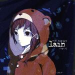  1girl animal_costume asymmetrical_hair bear_costume brown_eyes brown_hair closed_mouth hair_ornament hairclip iwakura_lain serial_experiments_lain short_hair solo usamarukunpo x_hair_ornament 