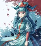  1girl aqua_eyes aqua_hair braid chinese_clothes headgear hichou horns infinite_blade_pavilion long_hair original solo touhou twin_braids yasogami_shuu 