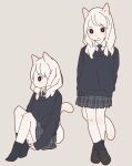  1girl animal_ears cat_ears commentary crossed_legs english_commentary furry original pleated_skirt school_uniform skirt solo tagme tail yagi_(s1120411) 