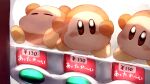  =_= absurdres against_glass blush brown_eyes closed_eyes highres kirby_(series) no_humans no_mouth shiburingaru vending_machine waddle_dee 