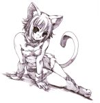  cat_ears character_request collar dutch_angle hisahiko monochrome nagato_yuki purple short_hair suzumiya_haruhi_no_yuuutsu tail 