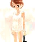  brown_eyes brown_hair camisole flat_chest panties sasahara_yuuki short_hair smile solo standing underwear white_panties 