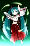  armpits caffein detached_sleeves flat_chest hands hatsune_miku japanese_clothes miko twintails vocaloid 
