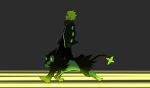1boy denji_(pokemon) denzi_(pokemon) glow glowing green_hair gym_leader luxray male male_focus pokemon pokemon_(creature) running taoru_(t_kiji)