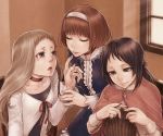  hairband knitting multiple_girls original 