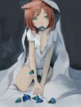  arihara_kouji bed bed_sheet butterfly cat_ears flat_chest green_eyes mouth_hold original red_hair redhead sheets 