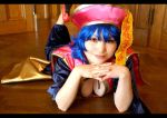  breasts capcom cleavage cosplay darkstalkers geung_si hsien-ko jiangshi lei_lei lipstick photo red_eyes solo vampire_(game) wig 