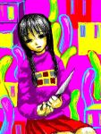  dream_diary knife madotsuki skirt twin_braids yume_nikki 
