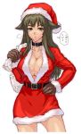  bb breasts christmas cleavage collar hat huge_breasts long_hair santa_costume santa_hat sasagawa sasagawa_(haikaiki) 