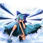  blue_eyes blue_hair bow cirno enisuke ribbon solo touhou wings 