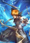  bandage bleach kevin_yan kurosaki_ichigo male orange_hair shikai sword weapon 