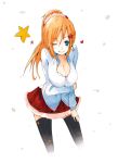  cleavage hrd skirt smile thigh-highs thighhighs 