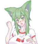  bad_id bb blush breasts green_eyes green_hair huge_breasts sasagawa sasagawa_(haikaiki) shirt 