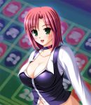  cleavage croupier female green_eyes large_breasts nak_yama red_hair redhead rio_rollins solo super_blackjack 