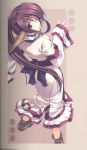 cosplay eruruw eruruw_(cosplay) head_wings highres japanese_clothes long_hair ponytail purple_hair scan scan_artifacts solo touka touka_(utawareru_mono) utawareru_mono utawarerumono 