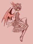  bat_wings elbow_gloves gloves hat lolita_fashion monochrome pink remilia_scarlet touhou tsukiya_sakumi wings 