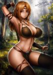  abs armpits bow_(weapon) breasts covered_nipples fantasy highres kouson33 large_breasts original revealing_clothes warrior weapon 