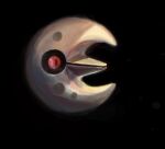  black_background black_sclera colored_sclera commentary_request from_side full_body koala_0l lunatone no_humans pokemon pokemon_(creature) red_eyes simple_background solo 