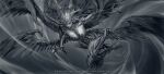  1girl artist_name breasts closed_mouth feathered_wings feathers final_fantasy final_fantasy_xiv garuda glintastickevin greyscale hatching_(texture) head_wings high_heels highres monochrome multiple_wings sketch smile solo talons wind wings 