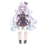  1girl absurdres ahoge blush character_request commentary_request copyright_request full_body hair_between_eyes hair_ribbon highres long_hair nana_kagura official_art open_mouth purple_hair ribbon socks solo standing violet_eyes virtual_youtuber white_background 