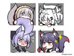  animal_ear_fluff animal_ears arknights artist_request fur-trimmed_hood fur_trim grey_eyes hair_ornament hairclip highres hood hooded_jacket jacket lappland_(arknights) large_tail looking_at_another multiple_girls projekt_red_(arknights) provence_(arknights) red_jacket scar scar_across_eye scar_on_face tail texas_(arknights) white_jacket wolf_ears wolf_girl wolf_tail 