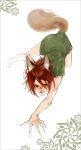  1boy all_fours animal_ears barefoot claws fox_ears fox_tail japanese_clothes kemonomimi_mode male_focus redhead sarutobi_sasuke sengoku_basara siruphial solo tail tunic younger 