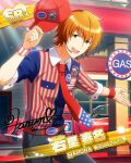  cap character_name gasoline idolmaster idolmaster_side-m orange_hair shirt short_hair smile wakazato_haruna yellow_eyes 