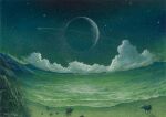  beach clouds commentary_request crescent_moon dated ebine_toshio horizon moon mountain nature night night_sky no_humans ocean original outdoors planet scenery signature sky star_(sky) star_(symbol) starry_sky tapir water 