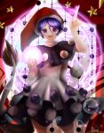  1girl bad_hand bangs doremy_sweet dress eyebrows_visible_through_hair hair_between_eyes hat heikokuru1224 highres looking_at_viewer open_mouth pom_pom_(clothes) smile solo touhou 