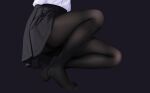  1girl absurdres allenes black_legwear black_skirt feet highres legs lower_body no_shoes original out_of_frame pantyhose pleated_skirt purple_background shirt skirt solo thighband_pantyhose thighs white_shirt 