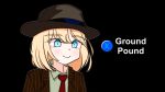  1girl black_background blonde_hair blue_eyes buttons clay_(claystate) cole_phelps cole_phelps_(cosplay) collared_shirt cosplay english_commentary english_text eyebrows_visible_through_hair fedora formal hat highres hololive hololive_english l.a._noire meme necktie parody red_neckwear shirt short_hair smile solo suit upper_body virtual_youtuber watson_amelia 