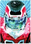  1boy border breath eyeshield_21 football_helmet football_uniform helmet highres kobayakawa_sena looking_at_viewer male_focus murata_yuusuke official_art open_mouth reflection solo sportswear sweat upper_body v-shaped_eyebrows white_border 