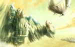  airship castle cb cliff cloud clouds dirigible floating_castle flying landscape reflection scenery sky water 