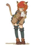  blue_eyes blush boots cat_ears cat_tail cat_tails final_fantasy final_fantasy_xi glasses mithra red_hair redhead scholar short_hair solo tail 