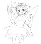  cosplay fairy harmonia mahou_sensei_negima mahou_sensei_negima! monochrome murakami_natsumi peter_pan sketch solo tinkerbell tinkerbell_(cosplay) tinkerbell_(disney) 