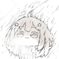  1girl :3 ahoge akino_ell chibi closed_mouth collared_shirt commentary_request explosion go-toubun_no_hanayome greyscale hair_ornament long_hair monochrome nakano_itsuki pleated_skirt shirt short_sleeves skirt solo star_(symbol) star_hair_ornament sweater_vest very_long_hair white_background 