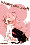  animal_ears japanese_clothes kaprice kimono long_hair mouse_ears mouse_tail new_year original pink_hair ponytail tail 