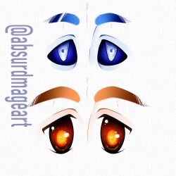 1:1 2020 2boys 2d absurdmage artist_name blue_sclera brothers colored_sclera commentary digital_media duo english_commentary eye_focus highres hollow_eyes male male_focus male_only multiple_boys orange_eyes papyrus_(undertale) sans_(undertale) siblings simple_background tareme twitter_username undertale utdr_(toby_fox) white_background 