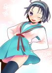  genderswap school_uniform siomusubi suzumiya_haruhi_no_yuuutsu taniguchi thigh-highs thighhighs wink yoko_(shiocolor) 