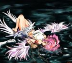  anya_earlstreim chain chains code_geass feathers lying pink_hair tattoo water wings 