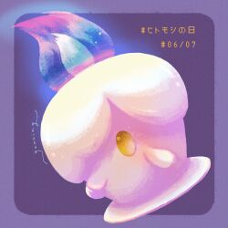 artist_name border commentary_request highres litwick no_humans outside_border pokemon pokemon_(creature) pokemon_focus purple_background purple_border solo yellow_eyes youcing 