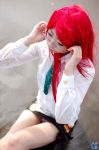   beach blouse cosplay glasses guge_maku_2ex miniskirt photo redhead tengen_toppa_gurren_lagann tie yoko_ritona  