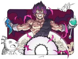  1boy absurdres aura bodysuit chr85esp2 dragon_ball dragon_ball_super highres male_focus muscular muscular_male no_eyebrows saiyan solo spiky_hair super_saiyan torn_bodysuit torn_clothes ultra_ego_(dragon_ball) vegeta 
