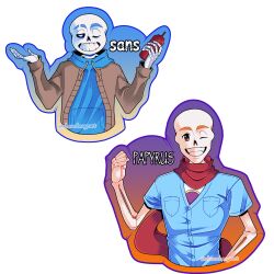  1:1 2023 2boys 2d absurdmage absurdres artist_name blue_background blue_hoodie blue_shirt bottle breast_pocket brothers brown_cardigan cardigan character_name clenched_hand comic_sans commentary cropped_torso digital_media drawstring duo english_commentary english_text fangs gradient_background hand_up hands_up highres holding holding_bottle hollow_eyes hood hood_down hoodie humanoid ketchup_bottle long_sleeves male male_focus male_only monster monster_boy multicolored_background multiple_boys one_eye_closed open_cardigan open_clothes orange_background orange_eyes papyrus_(font) papyrus_(undertale) purple_background red_scarf redrawn sans_(undertale) scarf shirt siblings simple_background skeleton teeth text twitter_username undead undertale utdr_(toby_fox) white_background yellow_background 