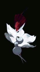  0hmygodog 2girls absurdres arthropod_girl black_skin bodysuit cloak colored_skin commentary highres hollow_eyes hollow_knight hollow_knight:_silksong hornet_(hollow_knight) lace_(hollow_knight) looking_at_another mask multiple_girls red_cloak upside-down weapon white_bodysuit white_eyes white_mask 