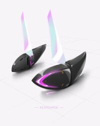 absurdres artknight045 azur_lane character_name commentary_request headgear highres horns kearsarge_(azur_lane) mechanical_horns no_humans object_focus reflection simple_background still_life tile_floor tiles white_background 