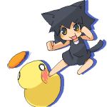  cat_ears duck kick kicking lowres oekaki 