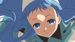  1girl anime_coloring blue_eyes blue_hair expressionless highres long_hair qifrey's_atelier_apprentice_uniform quelcom richeh_(tongari_boushi_no_atelier) solo tongari_boushi_no_atelier 
