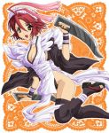  .hack//g.u. breasts cleavage cosplay iroha iroha_(cosplay) maid mikonon red_hair redhead samurai_spirits solo sword thigh-highs thighhighs weapon yowkow 