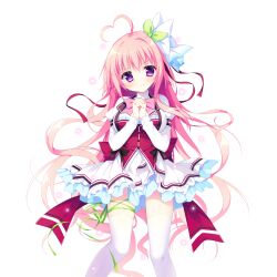  >:) 1girl ahoge back_bow black_bow blush bow bowtie breasts buttons closed_mouth dress feet_out_of_frame game_asset green_ribbon hair_ribbon haru_haru_(koikoko) heart heart_ahoge highres juliet_sleeves koi_suru_kokoro_to_mahou_no_kotoba large_breasts large_variant_set leg_ribbon long_hair long_sleeves looking_at_viewer non-web_source own_hands_clasped own_hands_together pink_bow pink_bowtie pink_hair puffy_sleeves red_bow red_vest ribbon self-datamine shiromochi_sakura shirt short_dress simple_background single_hair_intake solo standing star_(symbol) thigh-highs transparent_background v-shaped_eyebrows variant_set vest violet_eyes white_shirt white_thighhighs zettai_ryouiki 